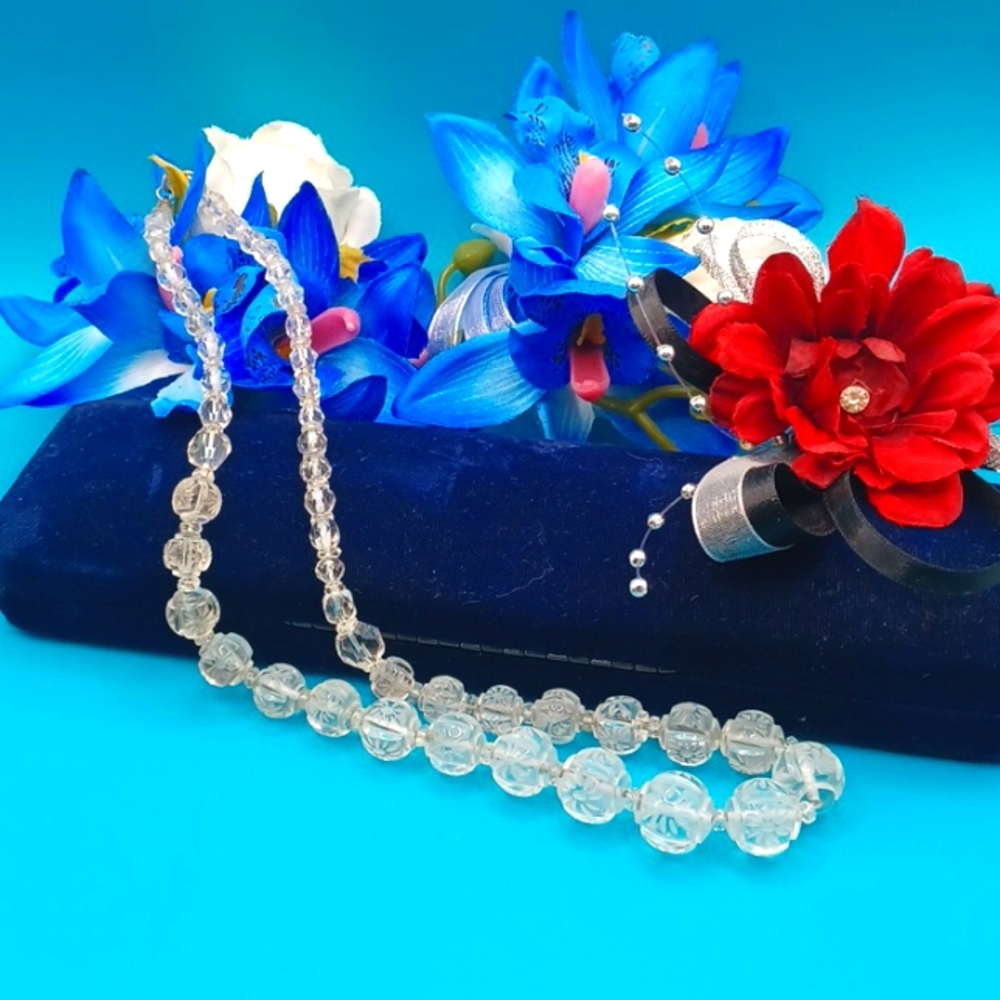 Clear Quartz Carved Beaded Necklace - Picture 4 of 7